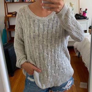 Free People slouchy pale gray crochet sweater 🍁